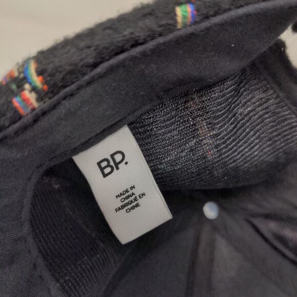 BP Women's Strapback Hat Black Rainbow Striped Adjustable Knit Pattern - Picture 11 of 11